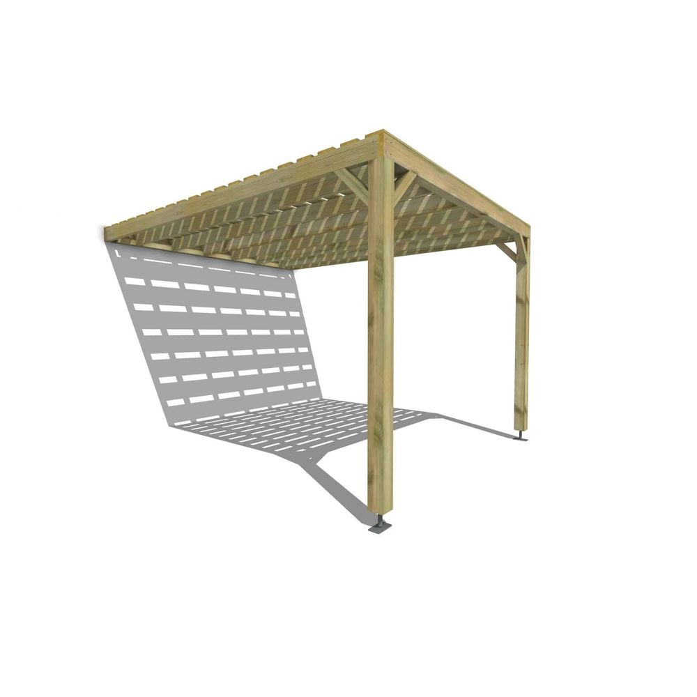 Pergola bois • 3m x 4m • adossée • sens profondeur • platelage bois • livraison comprise