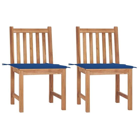Chaises de jardin lot de 2 avec coussins bois de teck massif