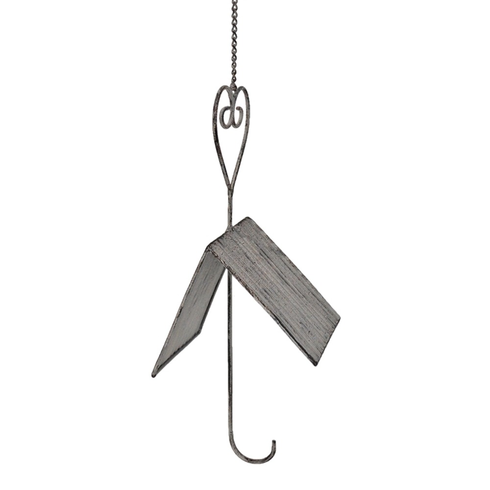 Mangeoire à suspendre abri coeur en métal 14x11x63cm