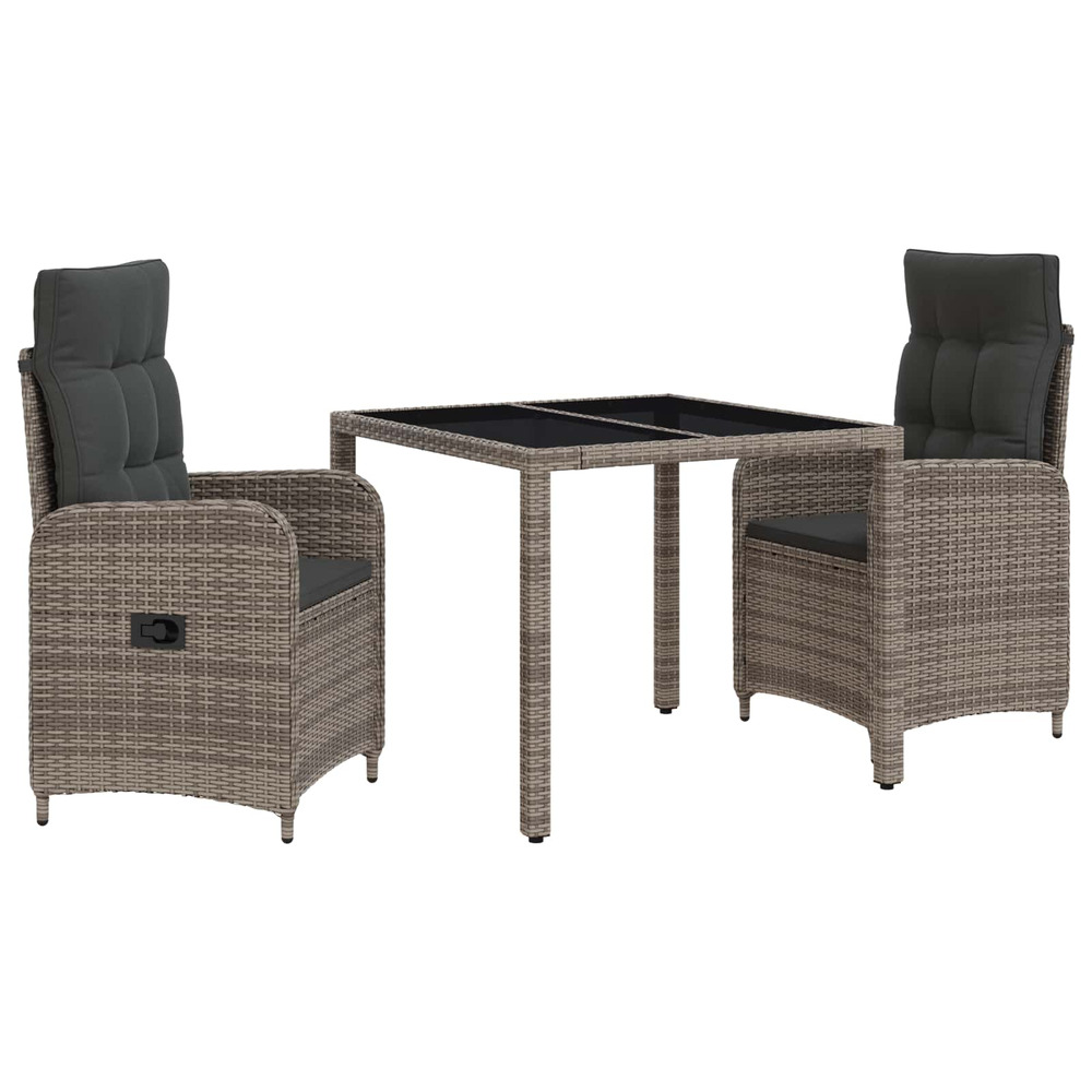 Ensemble de repas extérieur 3 pcs gris clair et gris foncé
