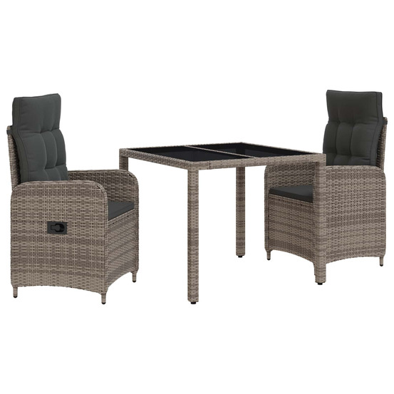Ensemble de repas extérieur 3 pcs gris clair et gris foncé