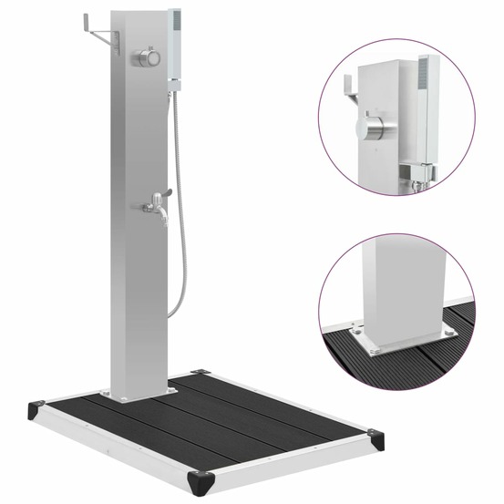 Douche d'extérieur avec receveur de douche wpc acier inoxydable