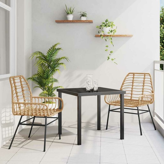 Ensemble de salle à manger pour jardin 3 pcs marron polyrotin