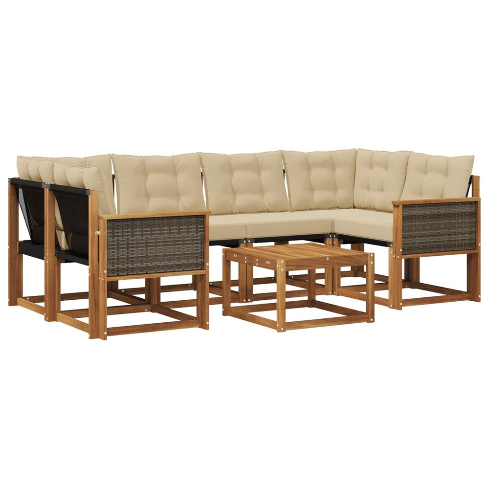 Ensemble de canapés d'extérieur 7 pc naturel et beige