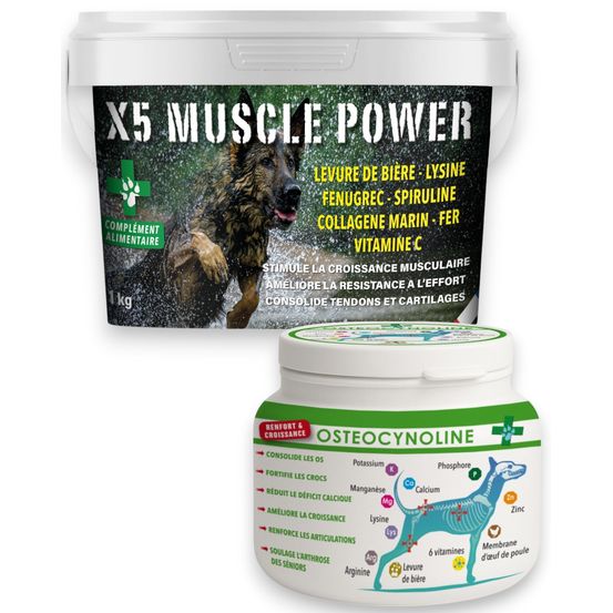 France croquettes pack de compléments alimentaires pour chien - pack muscles, force & articulations (x5 + ostéocynoline)