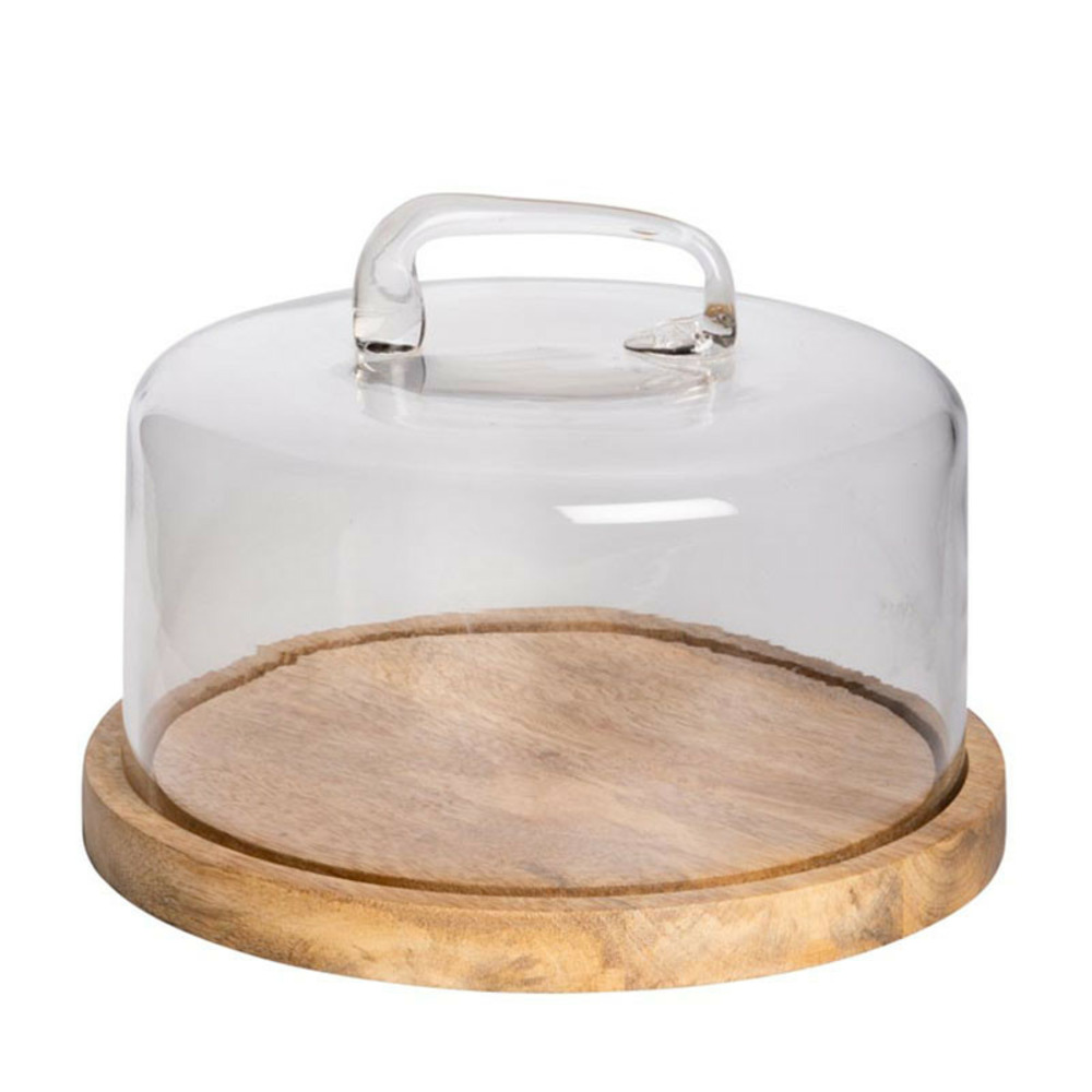 Plateau rond et cloche artisan 17x26cm