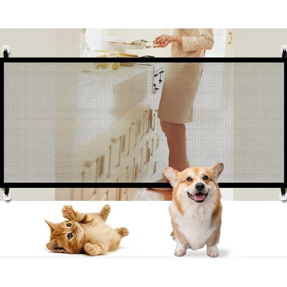 Barrière de sécurité pour chiens 6 crochets-clôture pour chat et chien (110*72cm)