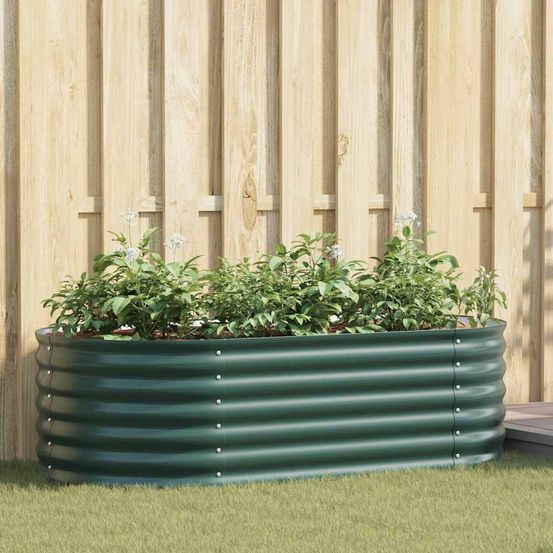 Jardinière potager en acier pour massifs et plantations vert 160x80x44 cm
