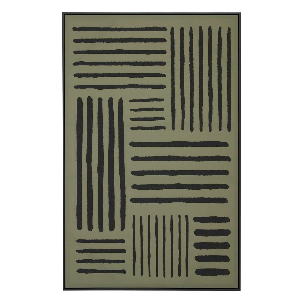 Toile peinte encadrée roshan vert 116x75cm