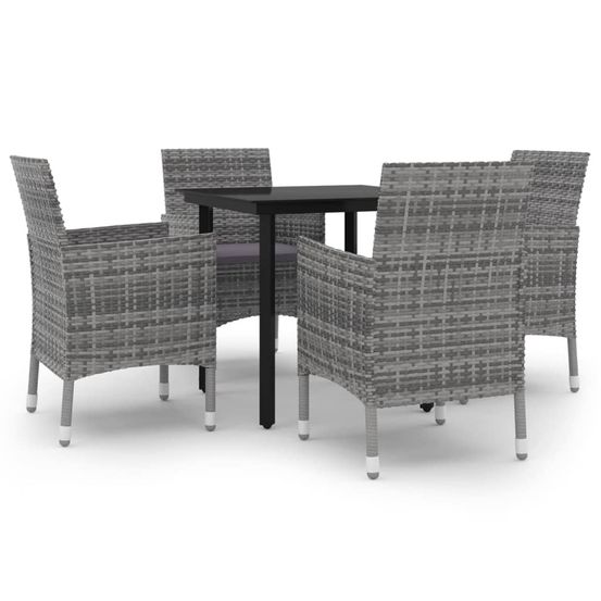 Ensemble à manger de jardin coussins 5 pcs résine tressée verre