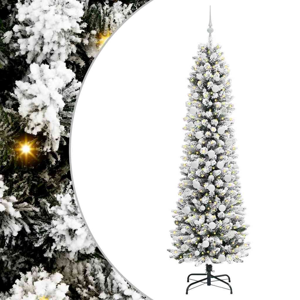 Sapin de noël artificiel blanc 210 cm pvc, métal et plastique