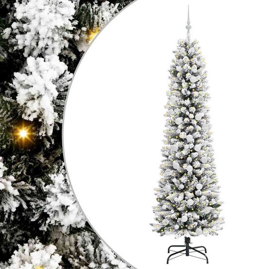 Sapin de noël artificiel blanc 210 cm pvc, métal et plastique