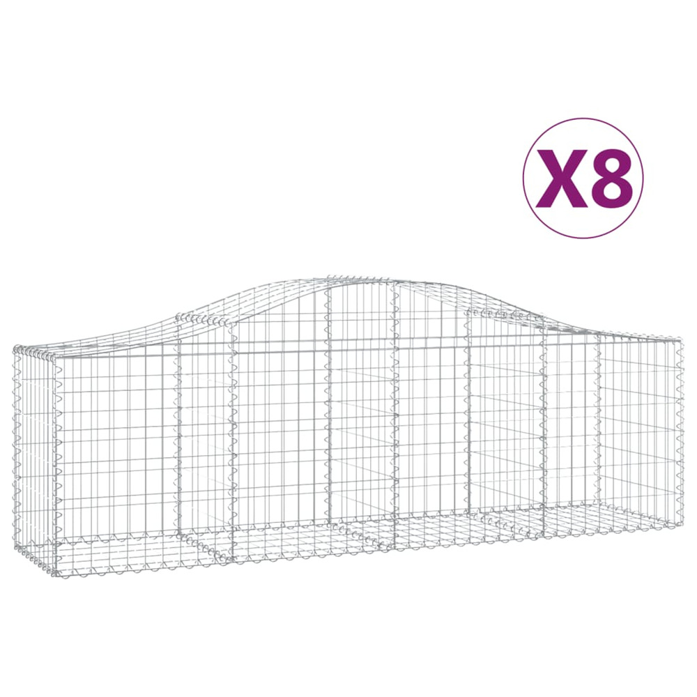 Paniers à gabions arqués 8 pcs 200x50x60/80 cm fer galvanisé