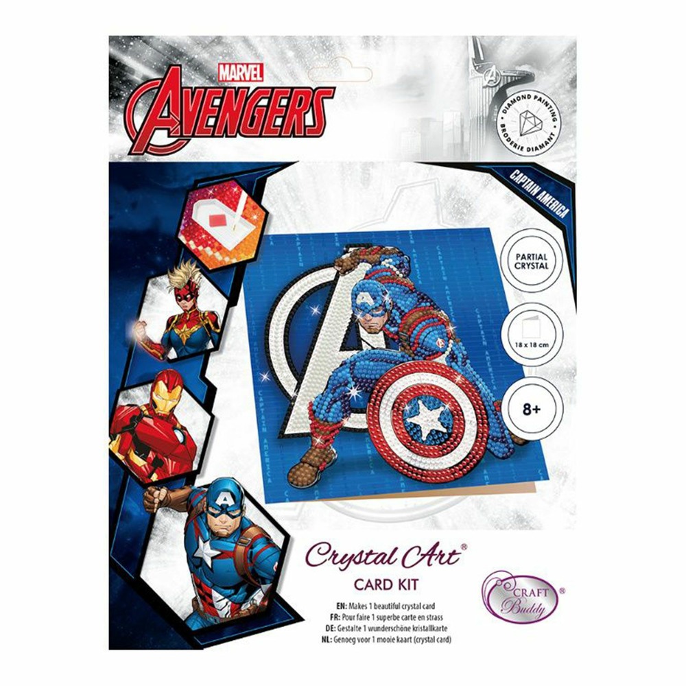 Carte crystal art à diamanter - captain america - 18 x 18 cm