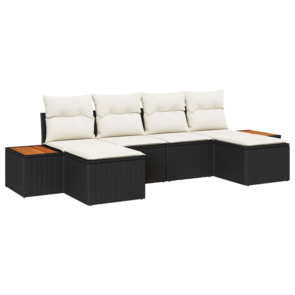Ensemble de canapé de jardin 6 pc noir polyrotin