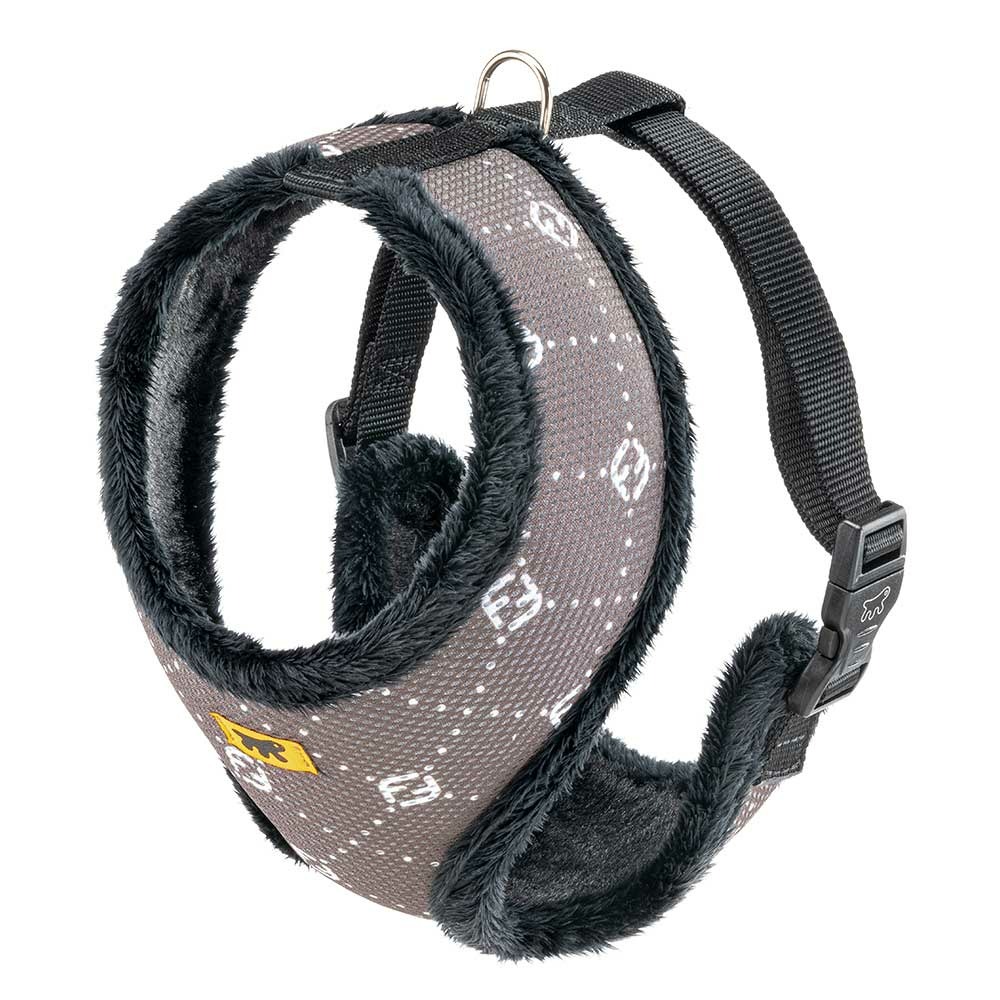 Nikita fur xl harnais pour chien, respirant, fourrure ecologique douce, sangle réglable, taupe