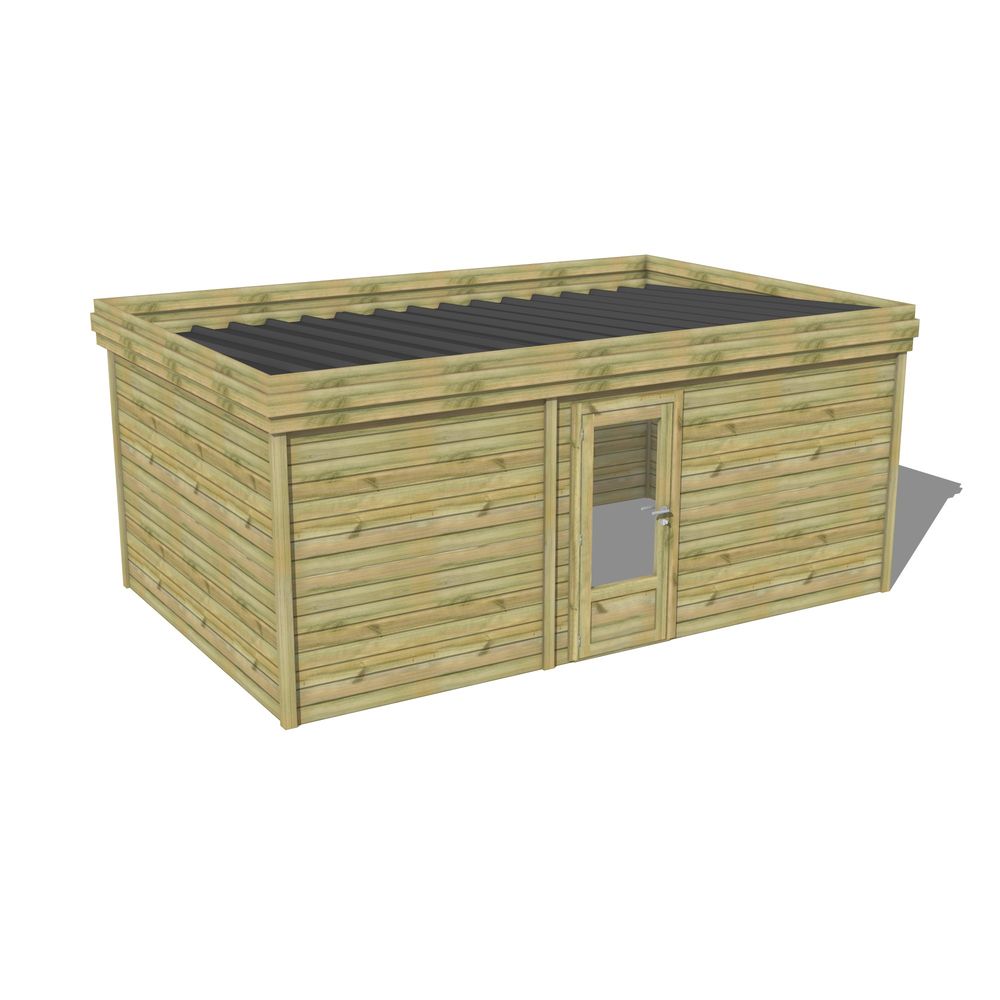Abri de jardin bois pin traité autoclave 27mm - 5,495x3,44m / 19m2 - bac acier - abri français