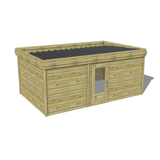 Abri de jardin bois pin traité autoclave 27mm - 5,495x3,44m / 19m2 - bac acier - abri français