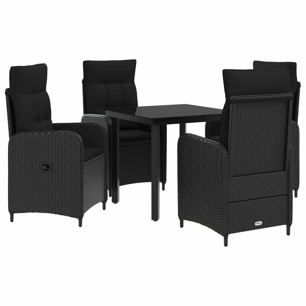 Ensemble de salle à manger pour jardin 5 pc noir polyrotin