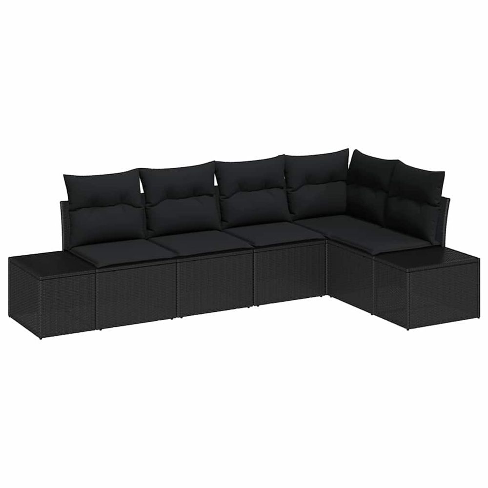 Ensemble de canapé de jardin 5 pc noir polyrotin
