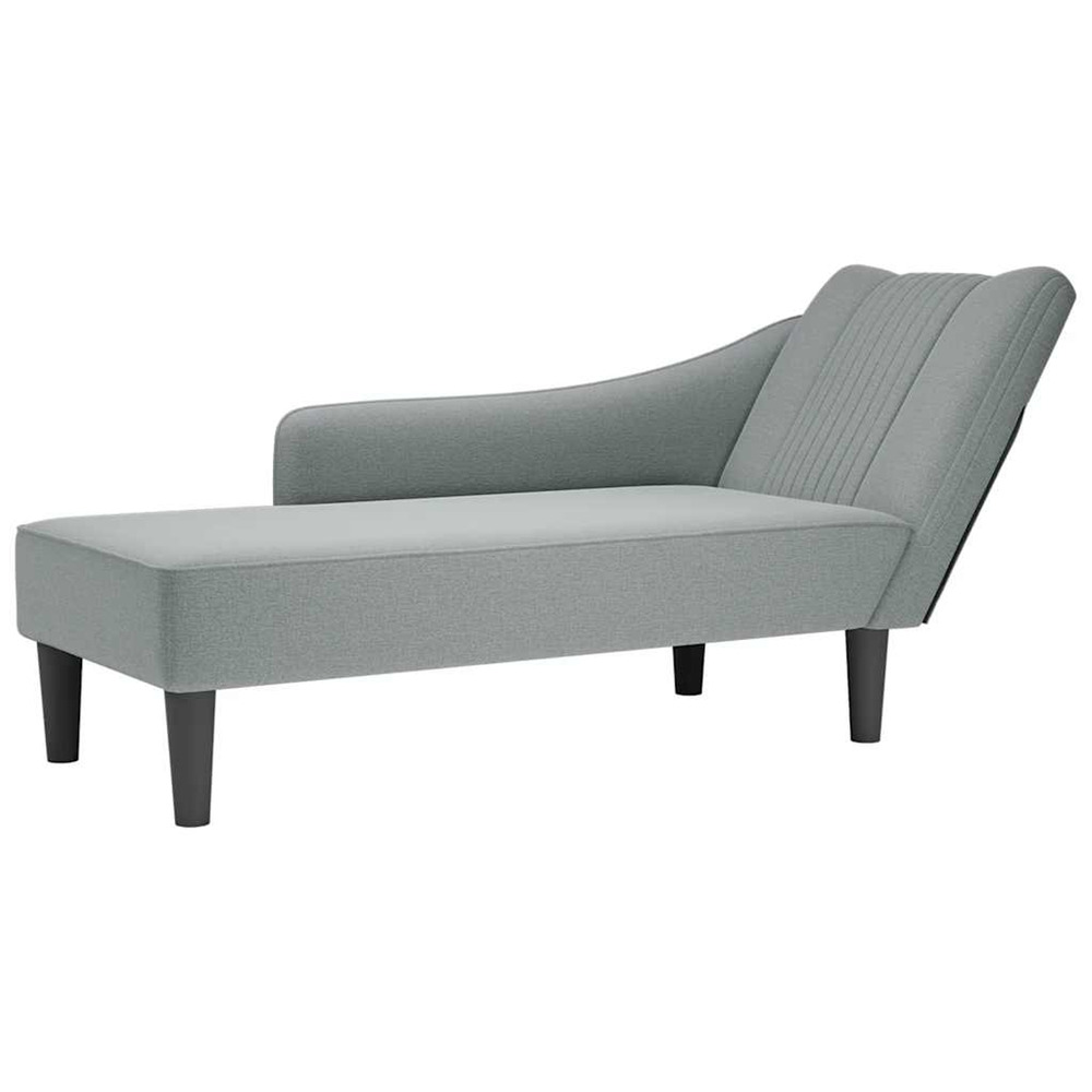 Fauteuil long avec accoudoir droit gris clair tissu