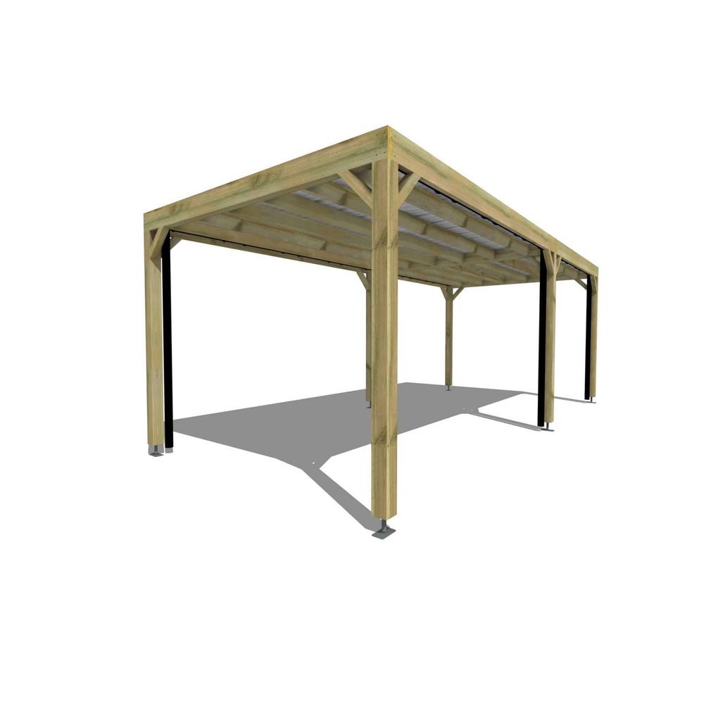 Carport bois autoportant 22 m² • 7 x 3 m • hauteur de passage 2,37 m • sens largeur • livraison comprise