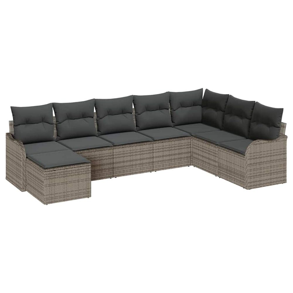 Ensemble de canapé de jardin 8 pc gris polyrotin