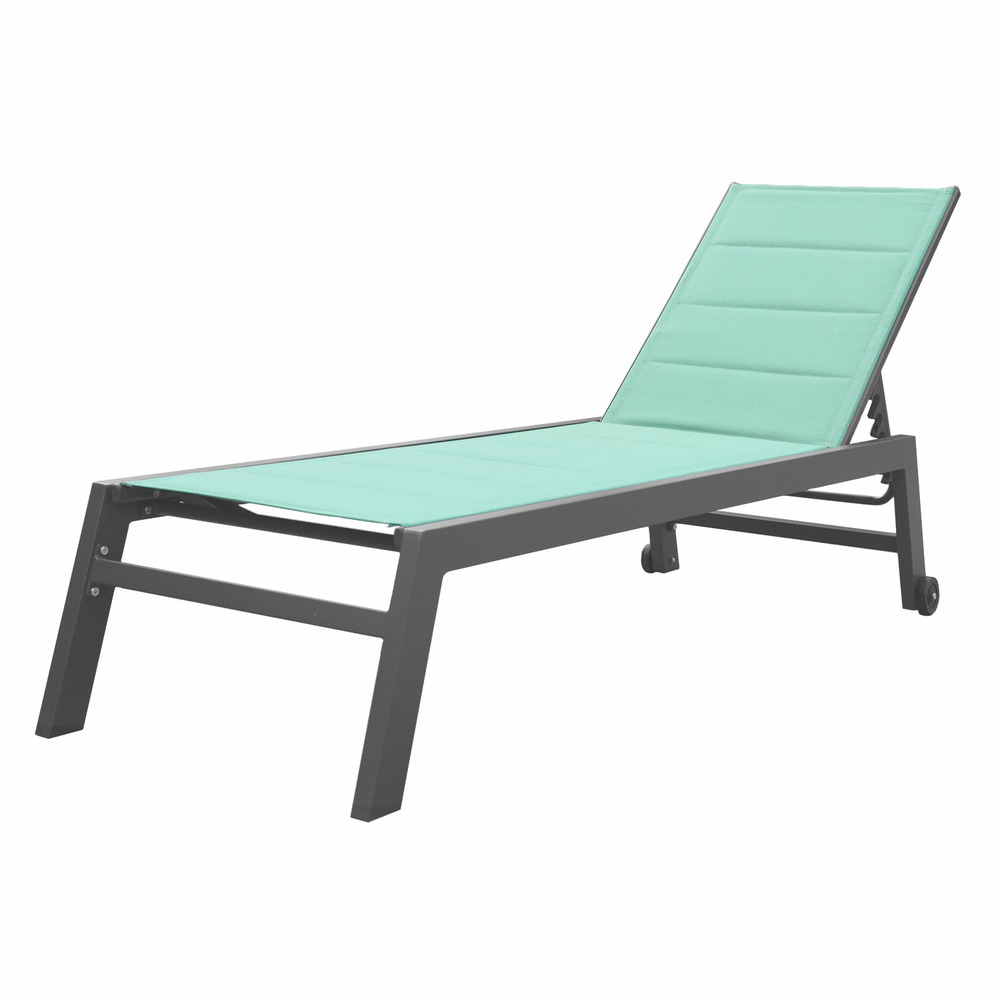 Bain de soleil barbados en textilène vert d'eau - aluminium anthracite