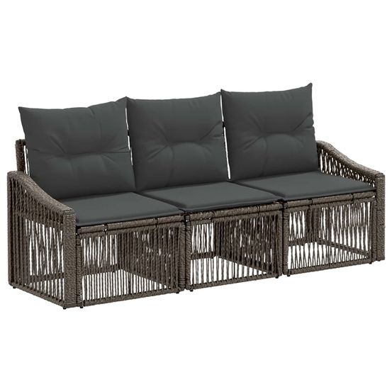 Ensemble de canapé de jardin 3 pc gris polyrotin