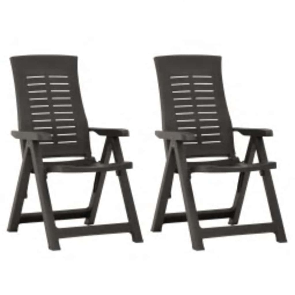 Fauteuils pliants inclinables, lot de 2, en plastique anthracite