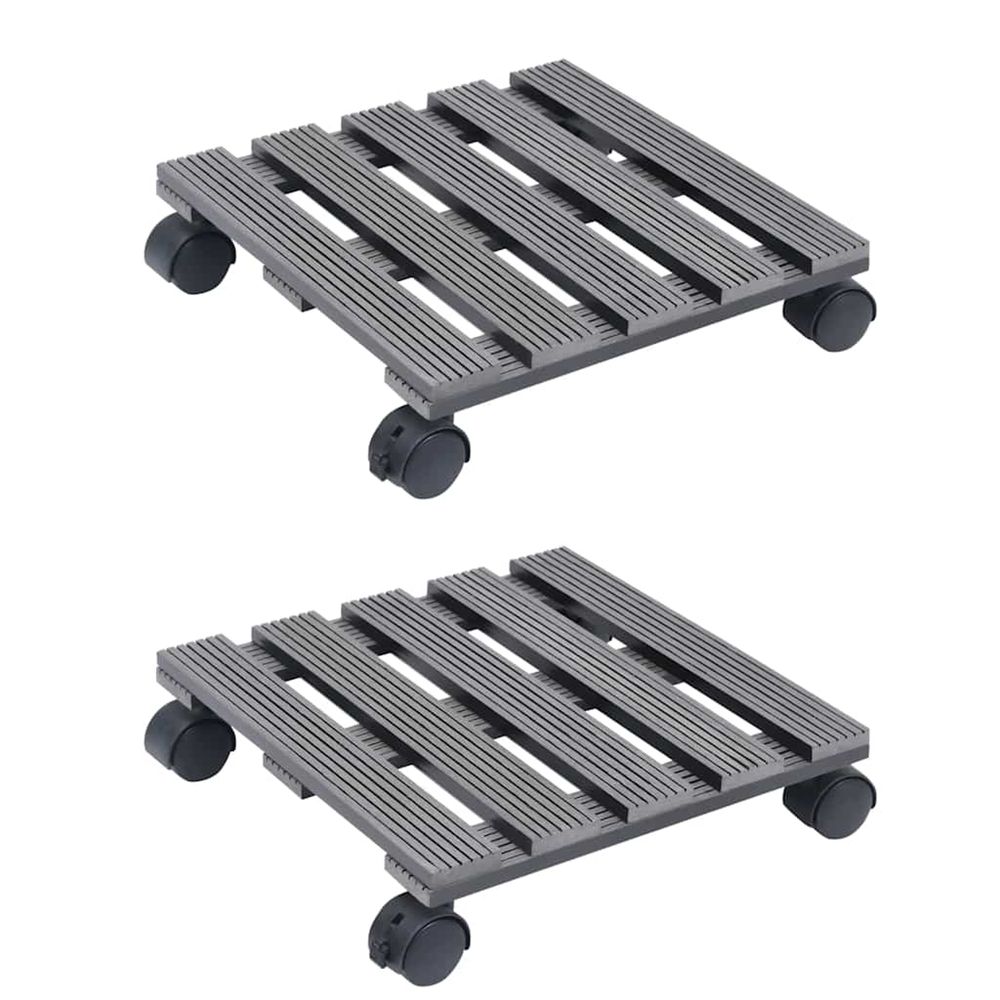 Chariots à plantes 2 pcs gris 30x30x7,5 cm wpc