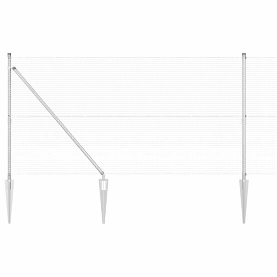 Clôture avec poteaux argent 1.2 x 10 m acier