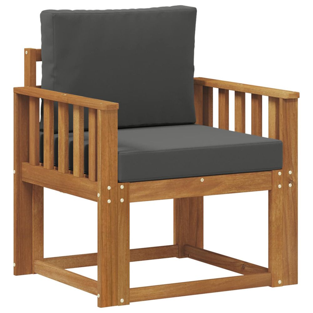 Canapé d’extérieur bois d'acacia massif et polyester naturel
