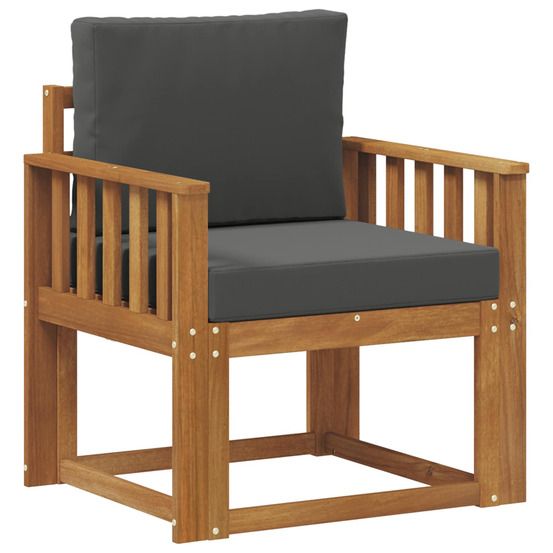 Canapé d’extérieur bois d'acacia massif et polyester naturel