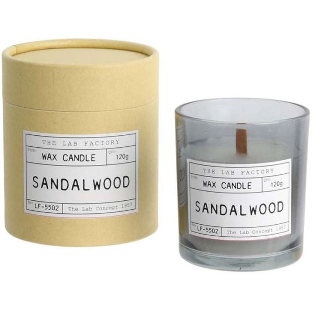 Bougie mèche en bois et boite kraft factory (lot de 2) bois de santal