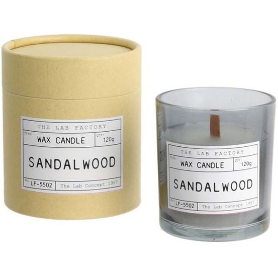 Bougie mèche en bois et boite kraft factory (lot de 2) bois de santal