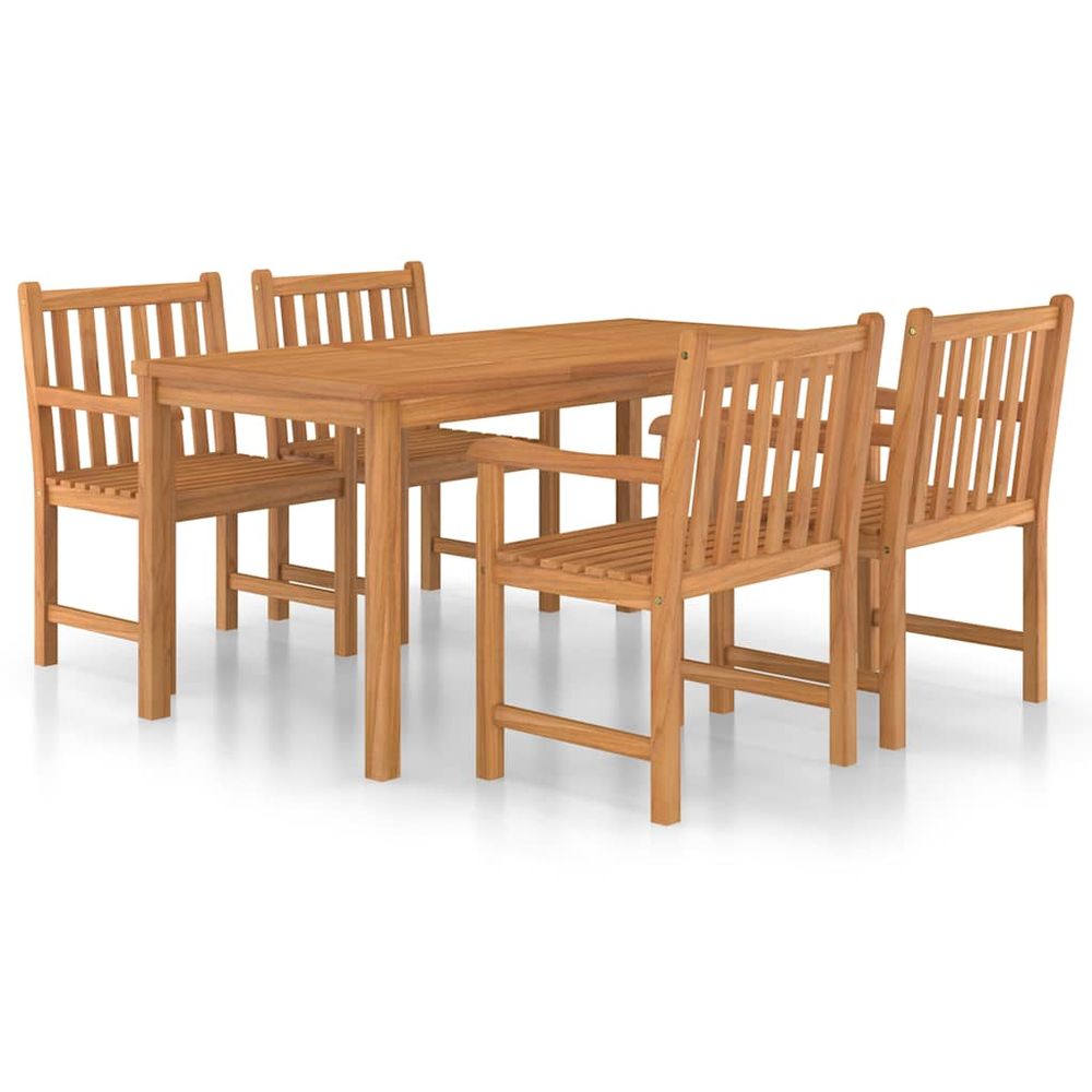 Ensemble de salle à manger de jardin 5 pcs 160x80cm teck massif