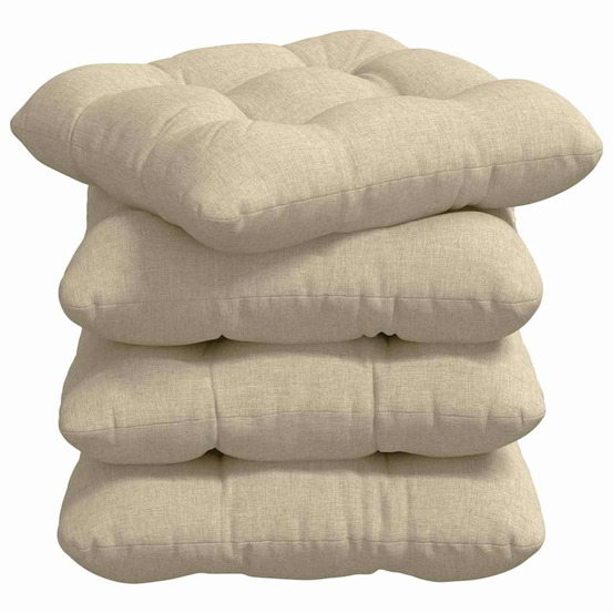 Coussins de siège 4 pcs crème 45 x 45 x 12 cm tissu