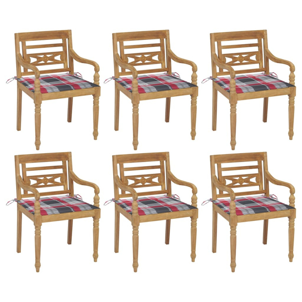 Chaises batavia avec coussins lot de 6 bois de teck solide