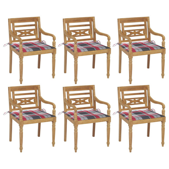 Chaises batavia avec coussins lot de 6 bois de teck solide