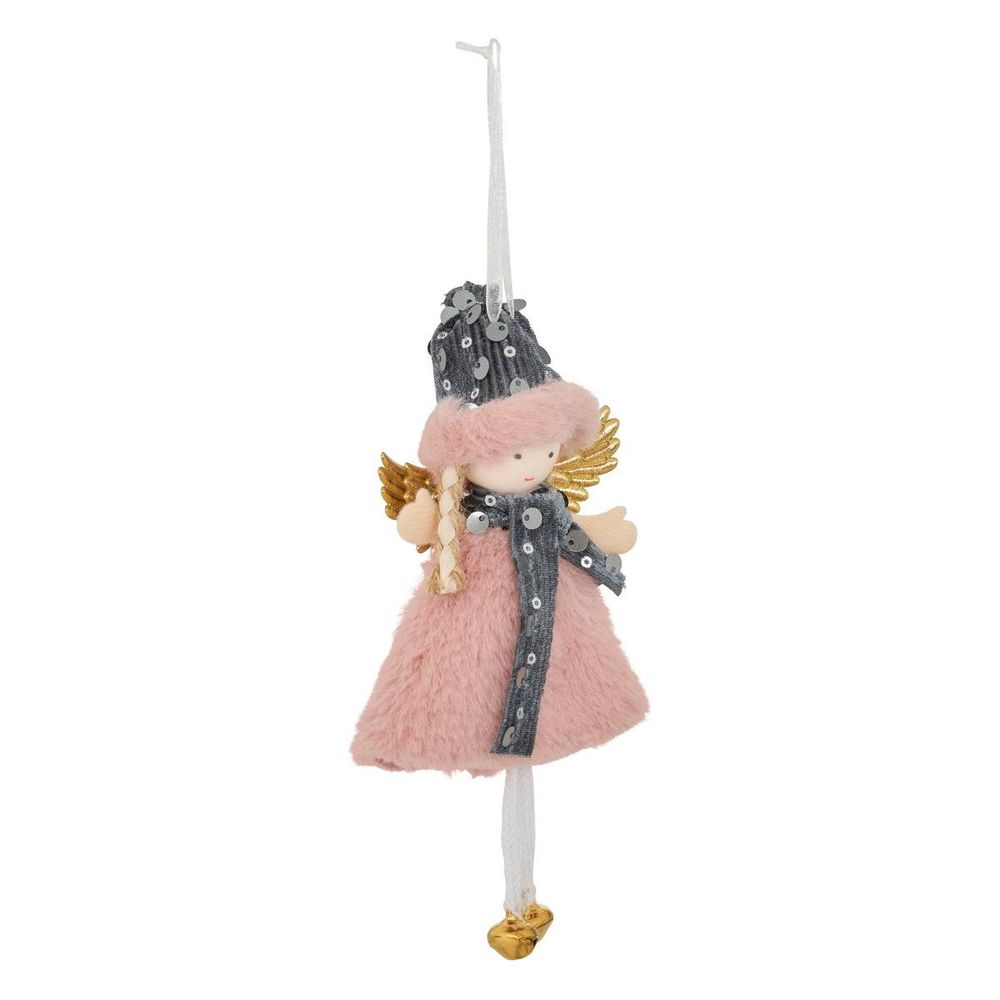 Suspension de sapin fée en fourrure rose 8 cm