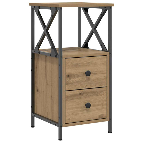 Table de chevet chêne artisanal 34x35,5x70 cm bois d'ingénierie