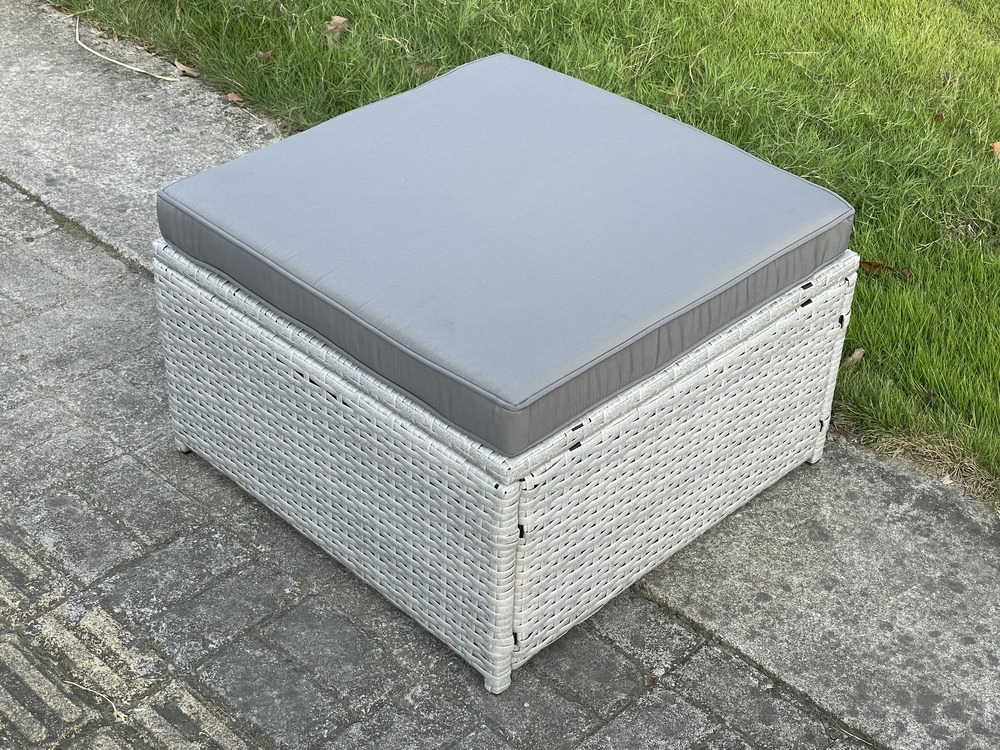 Mobilier de jardin extérieur grand tabourets gris clair tabourets pe rotin repose-pied