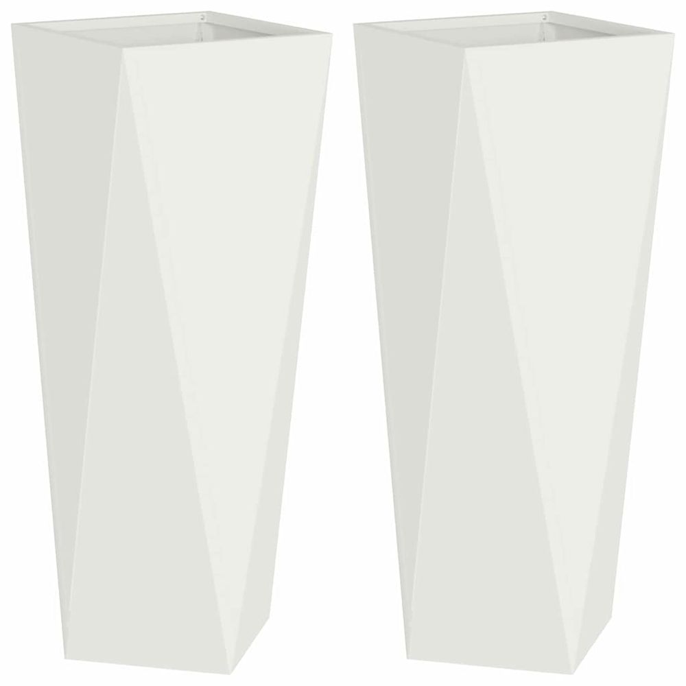Jardinière 2 pcs blanc 30 x 30 x 75 cm acier