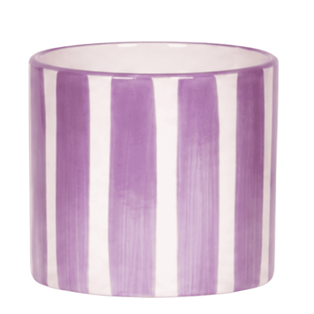 Cache-pot painted stripe violet - ø12 cm x h12 cm