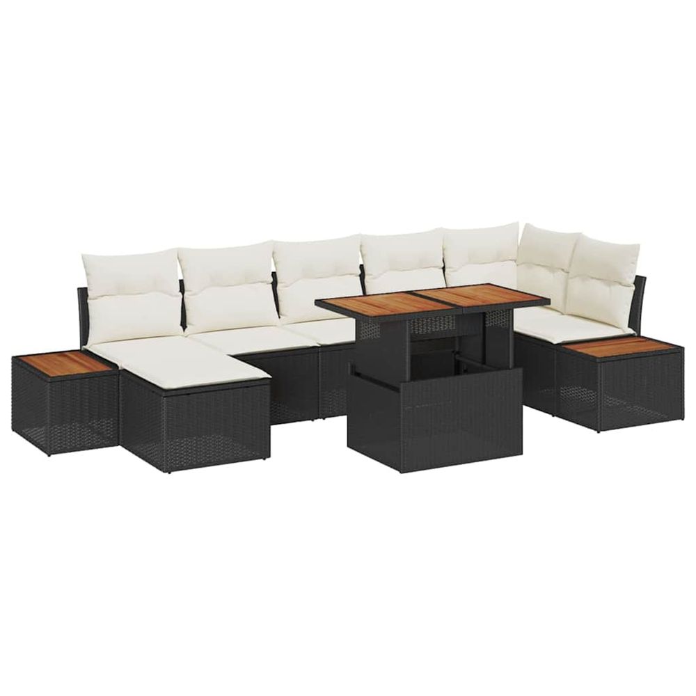 Ensemble de canapé de jardin 8 pc noir poly rotin
