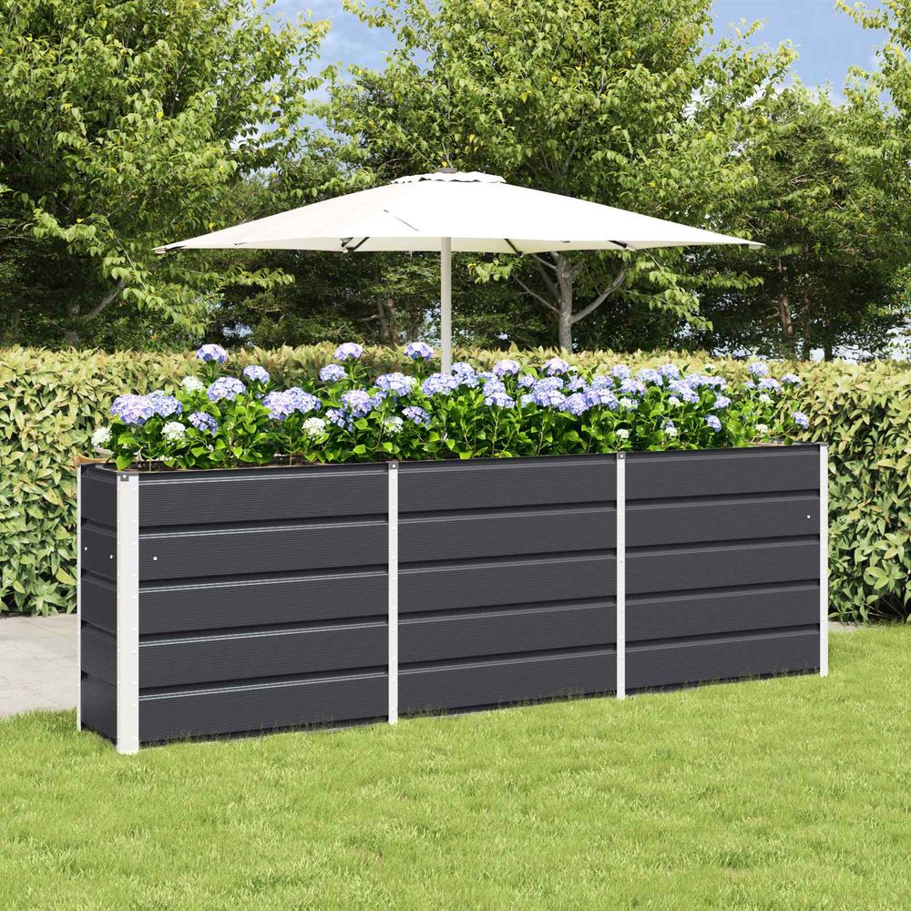 Carré potager haut acier xxl pour jardin potager urbain 240x40x75 cm anthracite