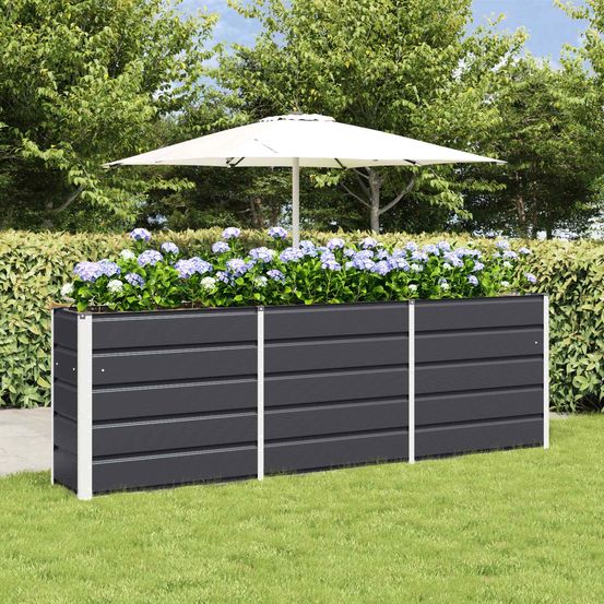 Carré potager haut acier xxl pour jardin potager urbain 240x40x75 cm anthracite