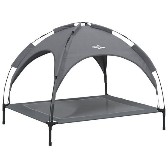 Lit pour chien avec auvent anthracite tissu oxford et acier