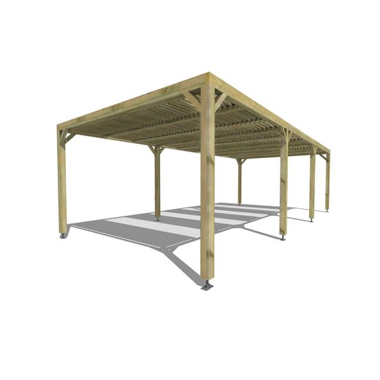Pergola bois • 9m x 4m • indépendante • sens profondeur • lames orientables bioclimatiques incluses • livraison comprise